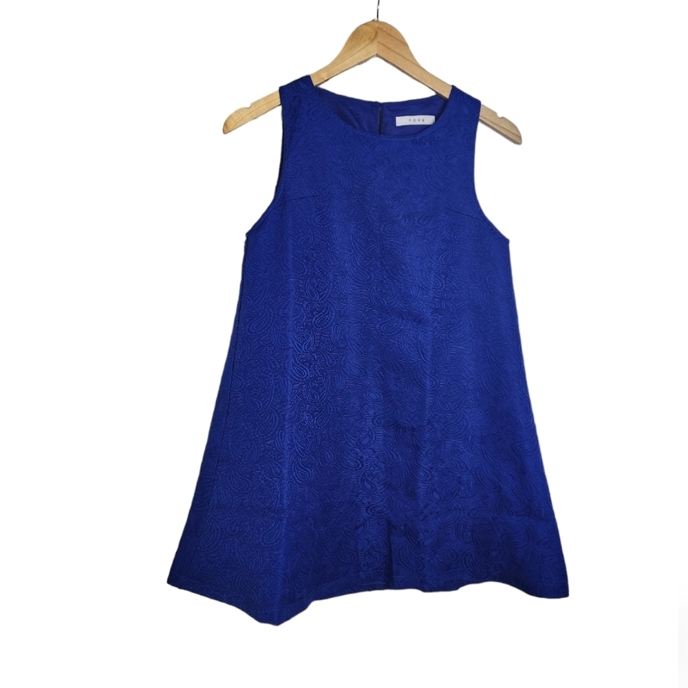 Fore Royal Blue Jacquard Textured & Structured Sleeveless Dress Size S NWOT